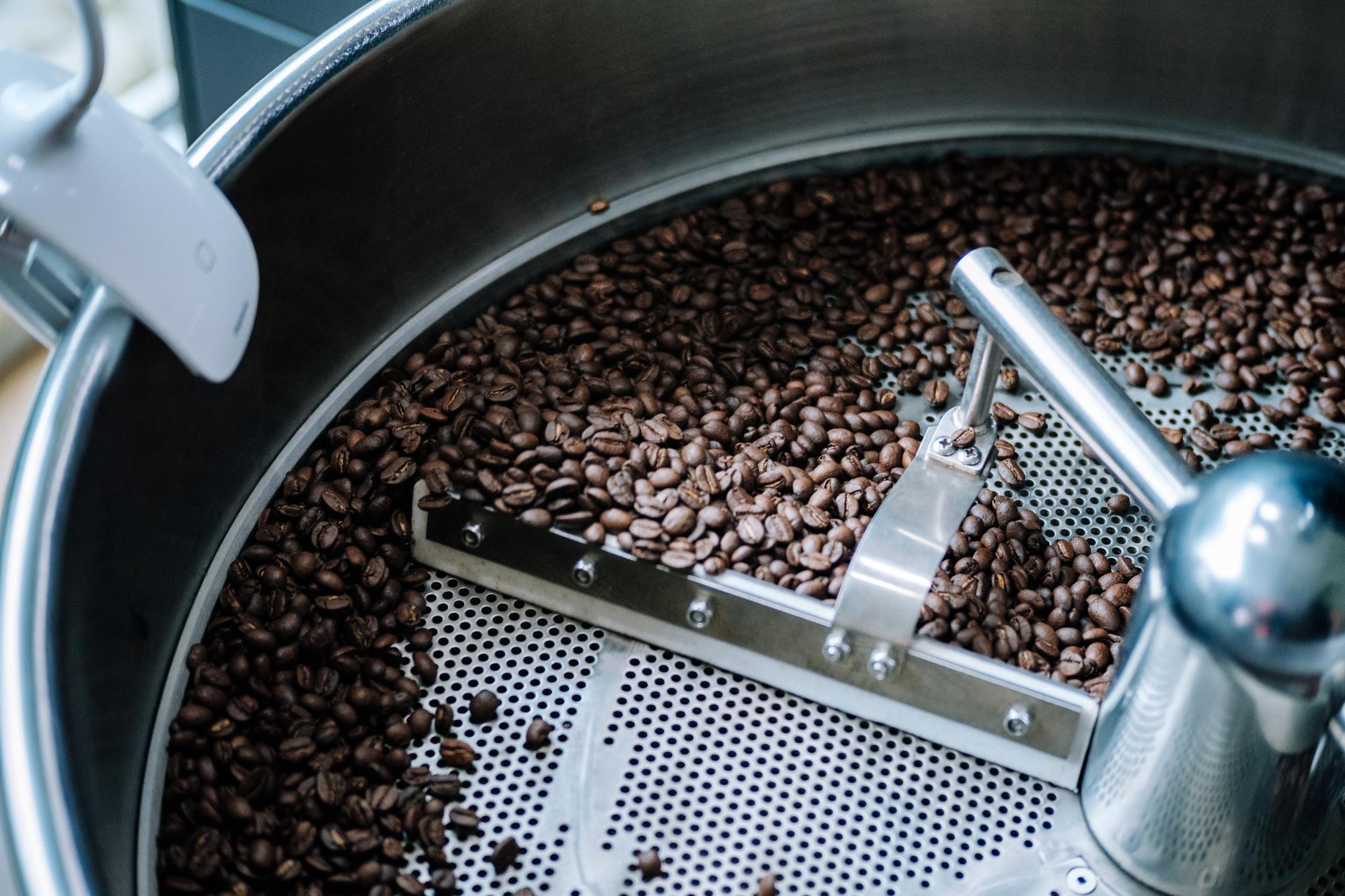 Coffee beans being roasted at Plantation Cafe